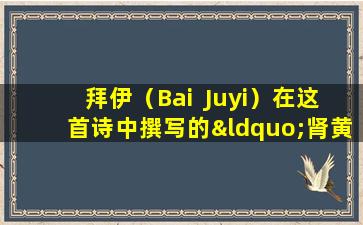 拜伊（Bai  Juyi）在这首诗中撰写的“肾黄色”有什么影响？
